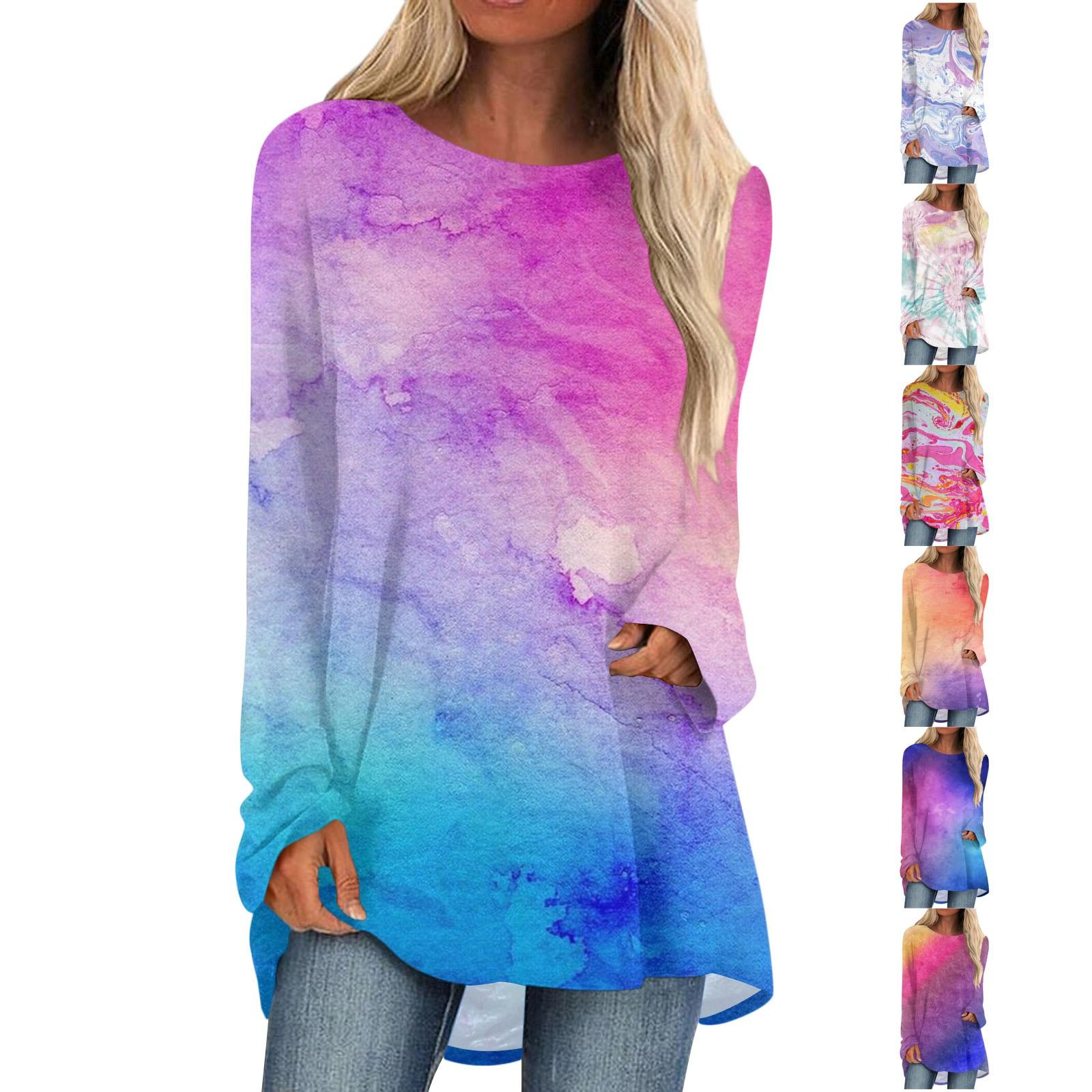 

Модная женская повседневная футболка больших размеров с длинными рукавами и круглым вырезом с принтом