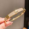 18k Gold Plated Zirconia Hollow Cuff Bracelet For Women Fashion Jewelry