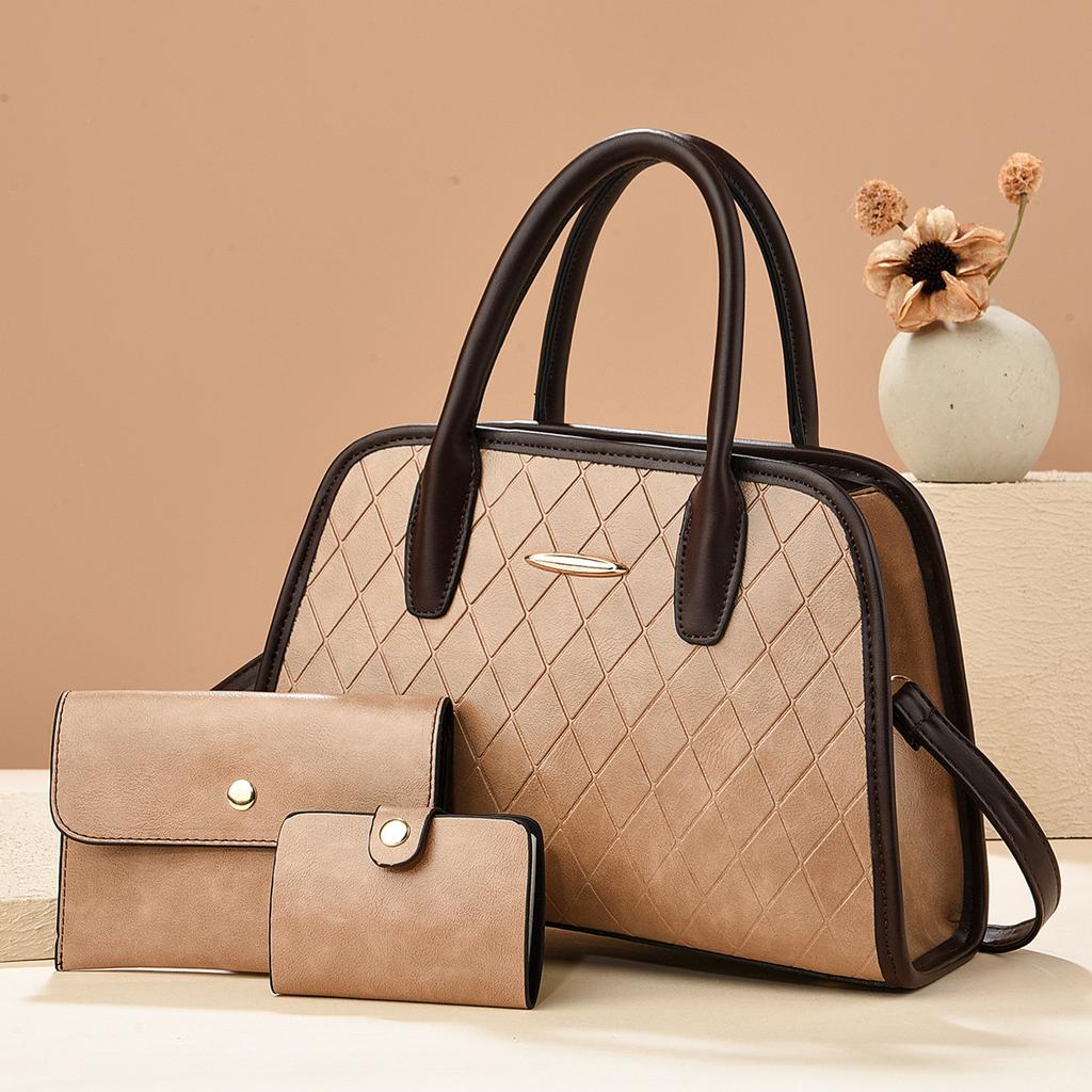 New Diamond Texture Single Shoulder Women's Bag Splicing Large Capacity Handbag Simple Casual Crossbody Bag Women