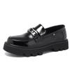 Men's shoes business leather shoes men's fashion muffin foot cover small leather shoes versatile platform casual shoes black lazy shoes
