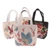 Embroidery Canvas Bag Cute Butterfly Rabbit Peony Tote Bag Small Shoulder Traveling Pouch Handbag Grocery Storage Bag