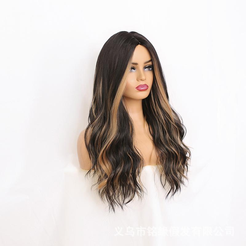 Bybrana Ladies Gradient Color Big Wave Midpoint Synthetic Hair Daily Wear