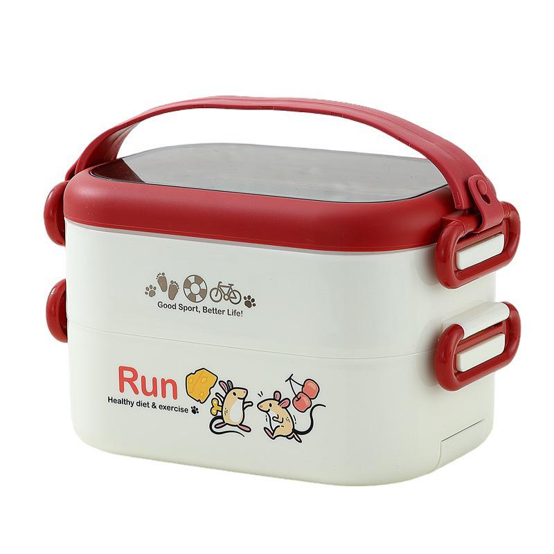 Doppellagige isolierte Lunchbox für Damen: Kompakter Edelstahl-Mahlzeitbehälter zum Abnehmen, ideal für Studenten & Berufstätige