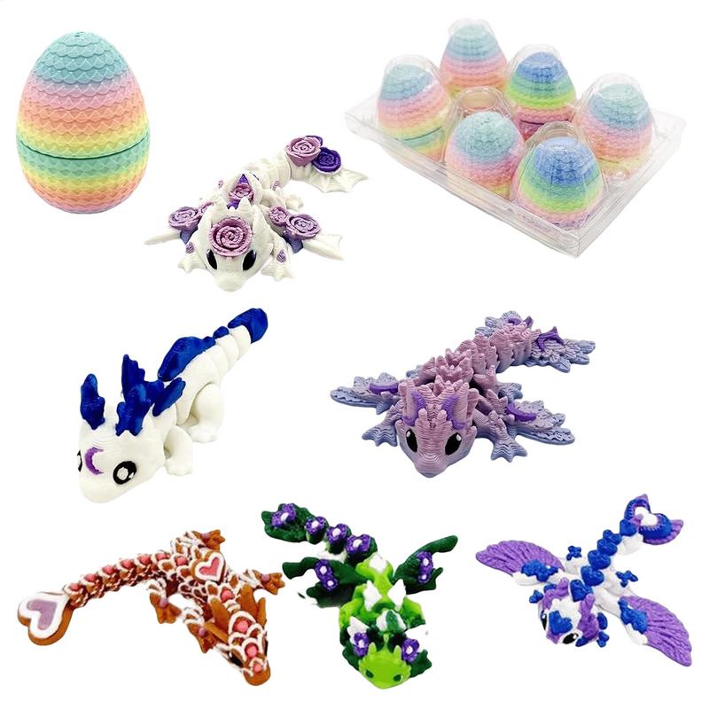 Random Mini Dragon Egg 3D Printed Animals Set Easter Basket Stuffers Prefilled Tiny Animals Figurines Set Dragon Fidget Toy