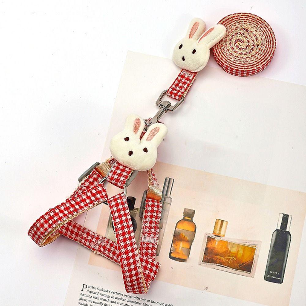 Adjustable Rabbit Doll Dog Harness Rabbit Doll Dog Chest Strap Dog Plaid Chest Vest  Puppy