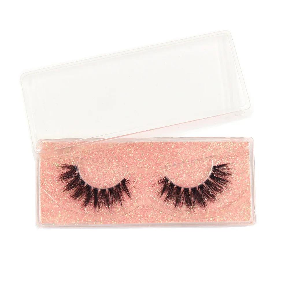 Clear Band Eyelashes Natural Fluffy 3D Mink Lashes D Curl Volume Wispy False Eyelashes With Clear Band Soft Reusable Lashes