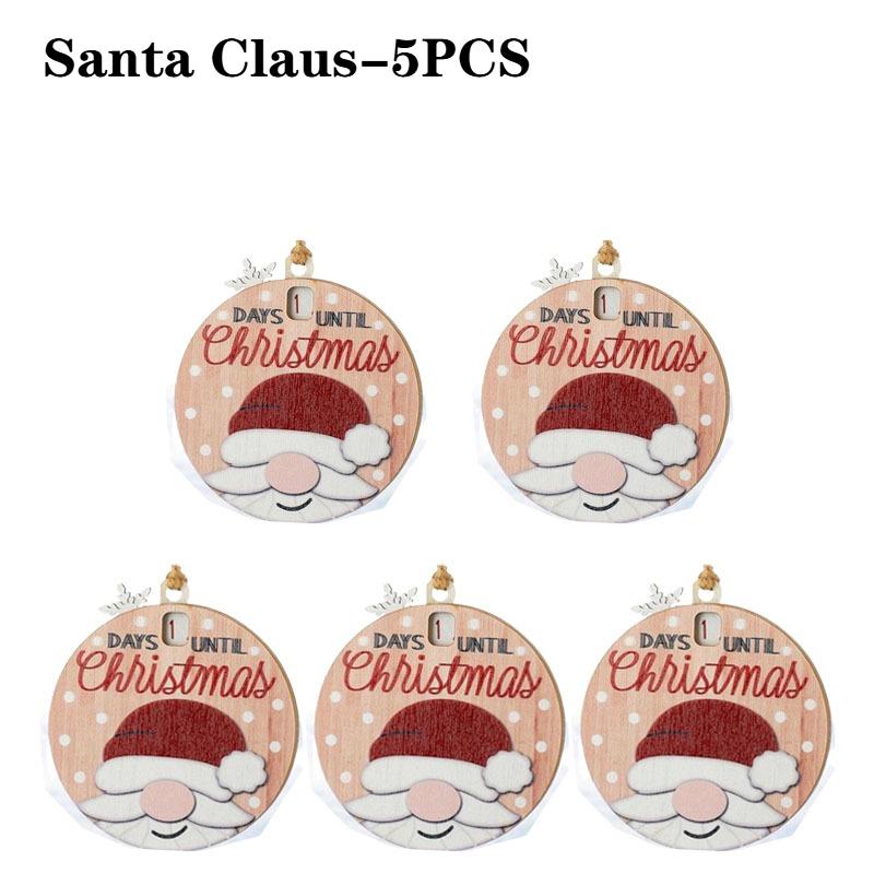 1-5PCS Christmas Wooden Hanging Sign Santa Tree Ornament Holiday Decoration for Festive Xmas Decor