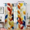 Set Of 2 Colorful Leaf Curtain Window Decor Polyester Home With Rod Pocket Light Filtering