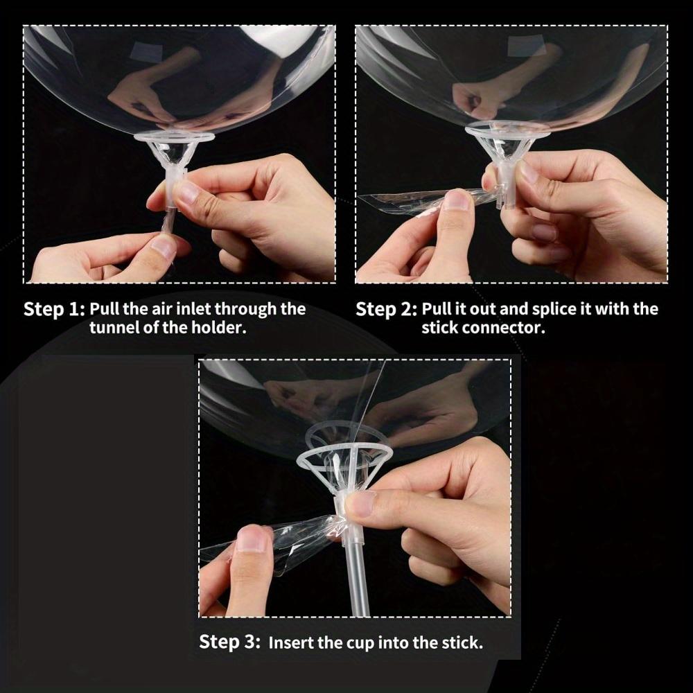 50pcs Balloon Sticks with Cups Clear Bobo Balloon Holder Large and Long Balloon Stand for Large Balloons Birthday Graduation Wedding Party Decoration