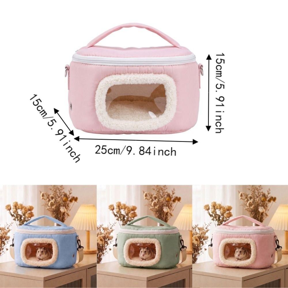Soft Warm Hamster Carrier Bag Breathable Visible Window Rabbit Outing Bag Adjustable Strap Cylinder Small Pet Carrier Hedgehogs