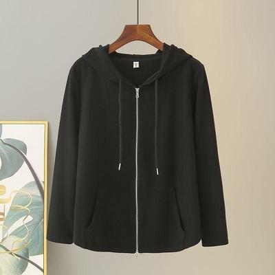 Femmes Grande Taille Printemps Automne Sweat-shirt à Capuche Ample Décontracté Oversize Manches Longues Zippé Vestes à Capuche Hauts
