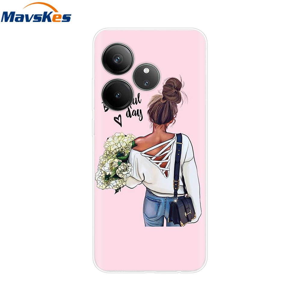For Realme GT 6T Case Soft TPU Clear Painted Back Cover For Realme GT 6 Case GT6 6T Transparent Bumper RealmeGT6 Cute Protector