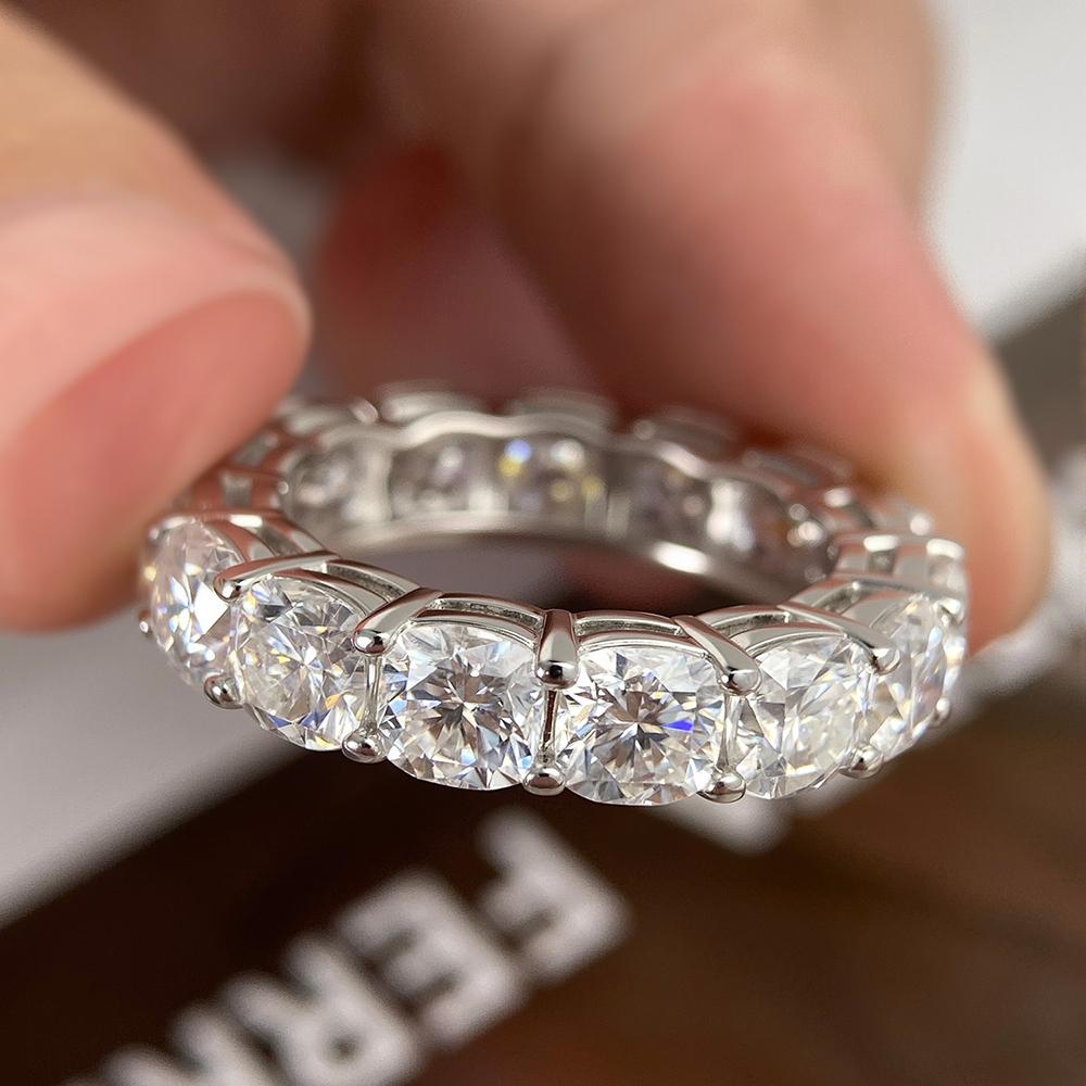 5mm 0.6CT Cushion Cut All Moissanite Ring CopperFull Eternity Engagement Rings Anniversary Wedding Bands Jewelry