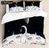 Astronaut Duvet Cover Set Cartoon Space Astronaut Decor Bedding Set Soft Breathable Comforter Cover With Pillowcase With Zipper