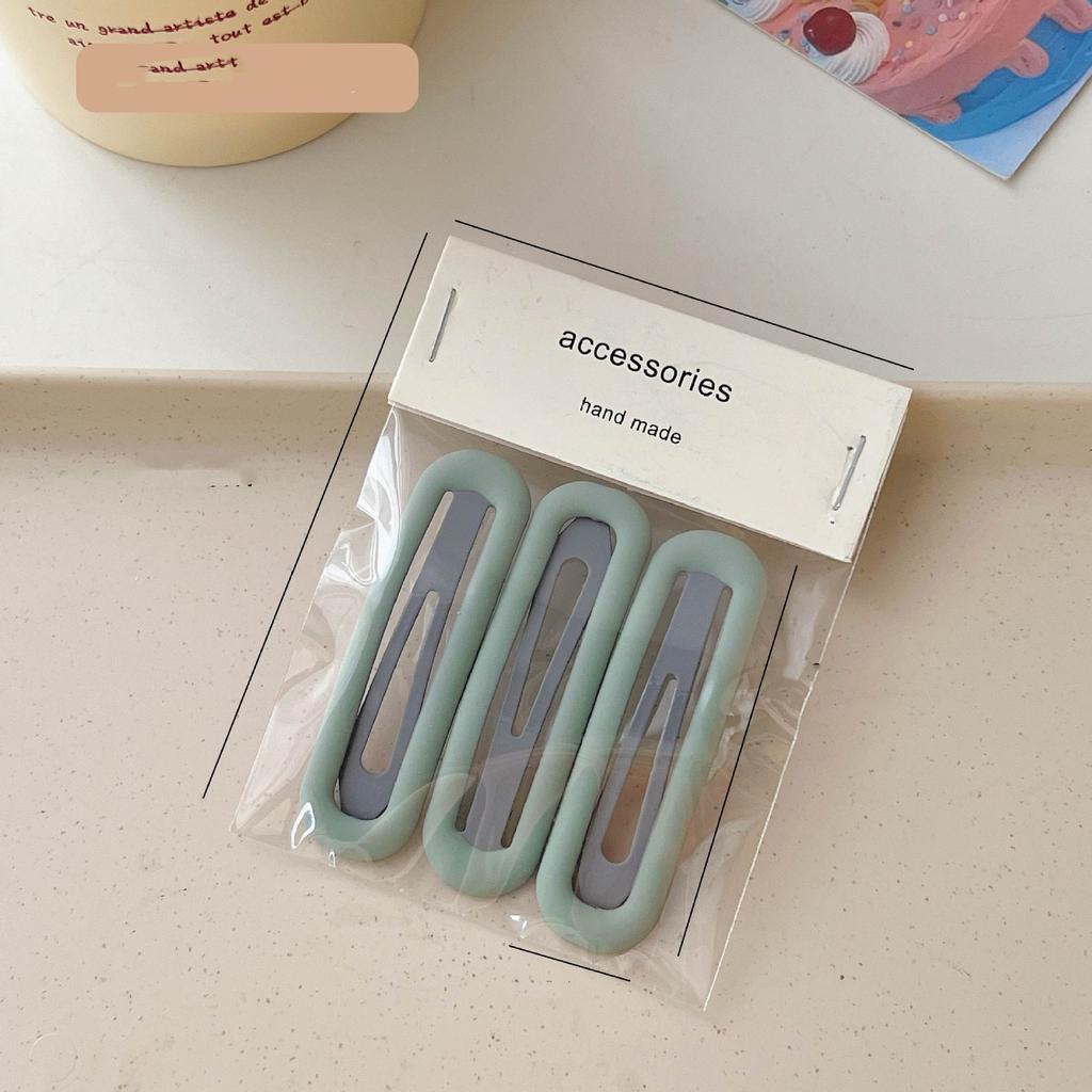 Épingles à cheveux simples givrées pour filles, 3 pièces, pinces à cheveux carrées, ovales, Triangle, pour enfants, épingles à cheveux, cliquez sur clac