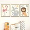 Nordic Creative Baby Cartoon Animal Canvas Painting Tiger Elephant Lion Monkey Giraffe Poster Children's Room Wall Art Decor