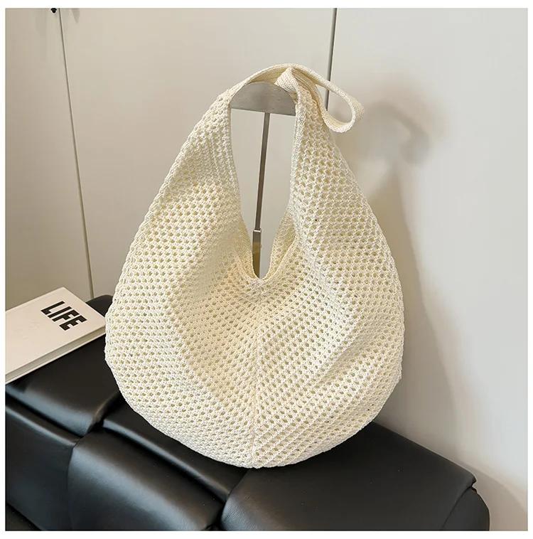 

Solid Large Capacity Hollow Soft Crossbody Bag Versatile Commuting Women s Shoulder Bag 2026 Sweet Bags for Women абрикосовый
