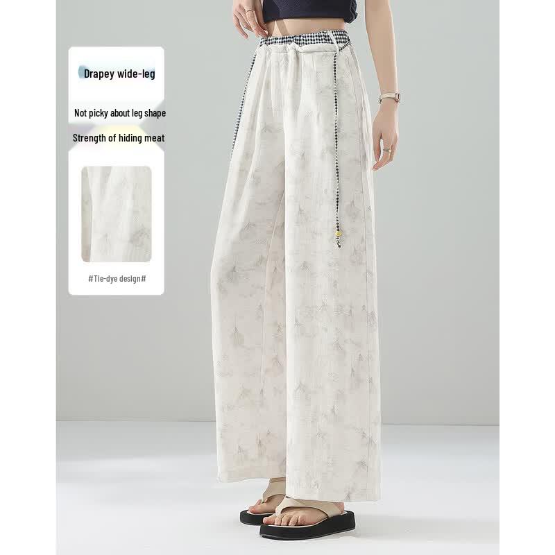 TERRE BLEUE Women s Tie-Dye Linen Blend Casual Pants 28