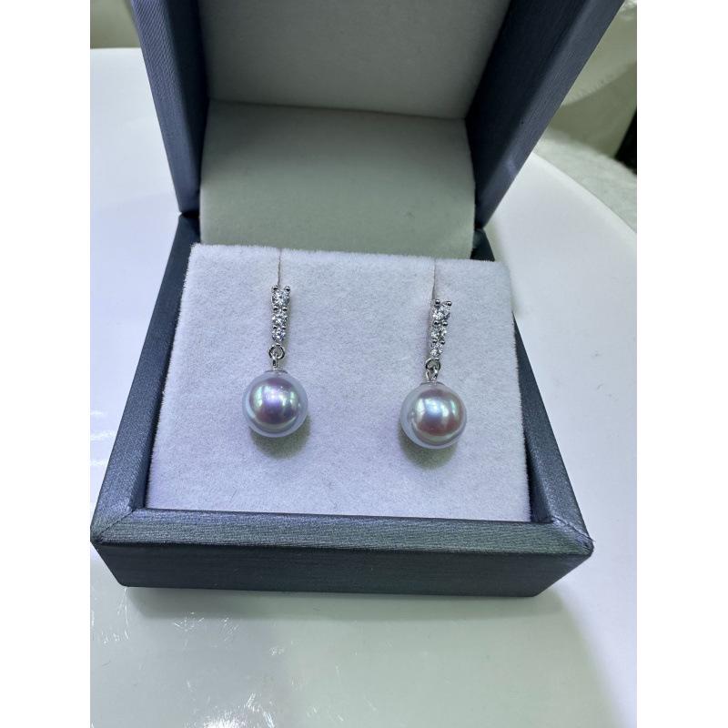 

Серьги-пусеты из стерлингового серебра с высококачественным морским жемчугом Акойя 8-9 мм