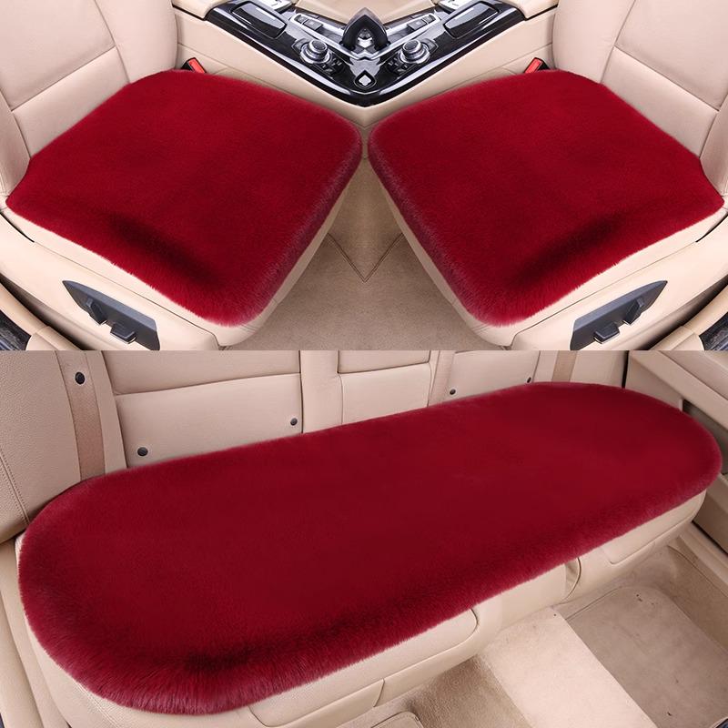 Universal Plush Car Seat Cushion - Thick, Warm, Non-Slip Rabbit Hair for Autumn & Winter