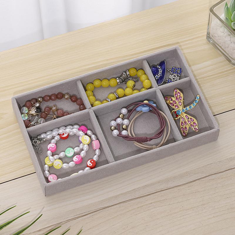 

High-quality Grey and Black Flannelette Drawer Jewelry Storage Tray Earrings Ring Necklace Jewelry Tray Jewelry Storage Props 1pc