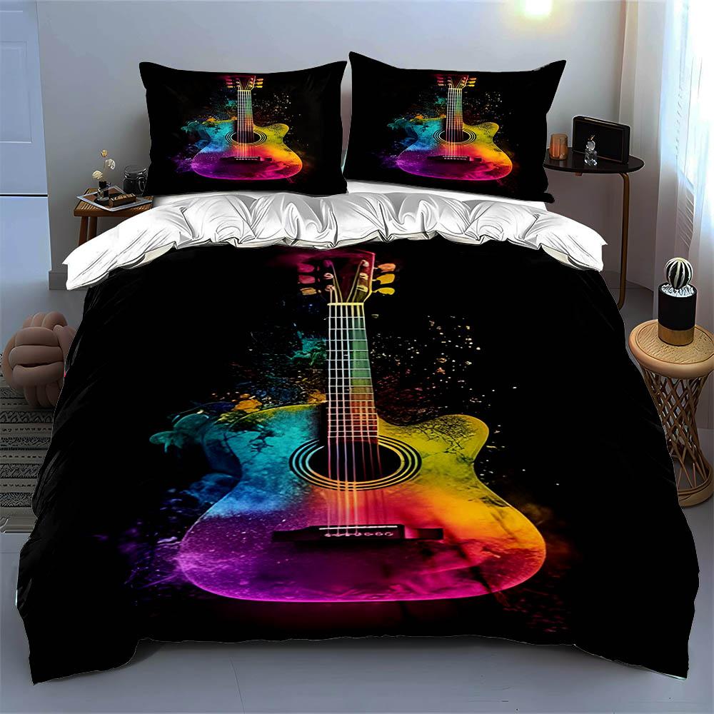 Vibrant guitar design. Bedding Duvet cover sets Duvet covers Pillowcases gifts (1 * Duvet Cover 2 * Pillowcases, without duvet insert)