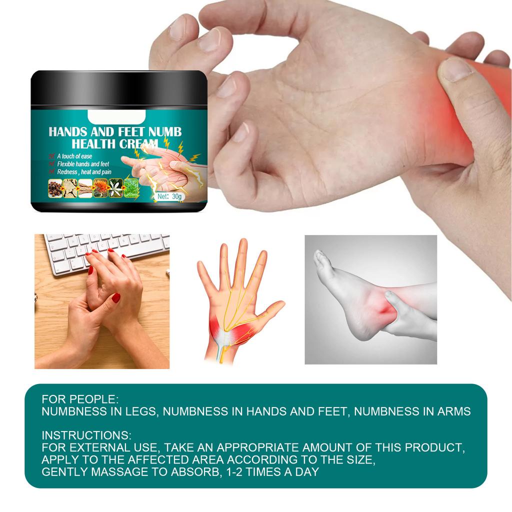 Hand Foot Numbness Cream Gentle Natural Ingredients Easy to Absorb Foot Pain Relief Cream for Hand Foot 1.1oz