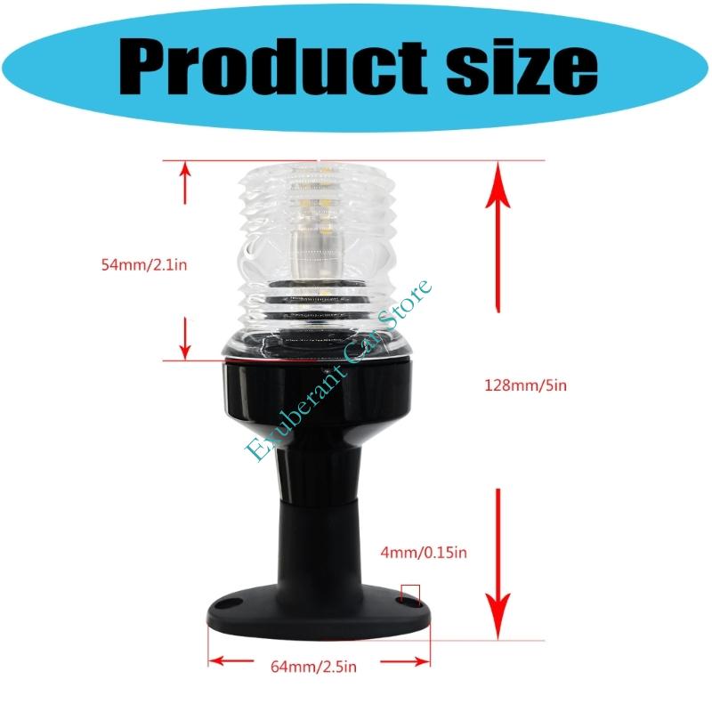 All Round LED Boat Mast Light 54mm By 128mm Energy Efficient White Navigation Lamp Plastic Construction