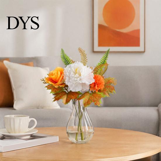Simulation Greenery for Interior Decoration Artificial Fall Flowers, Faux Silk Flower Arrangement, Realistic Bouquet Long Lasting Flowers Weddings