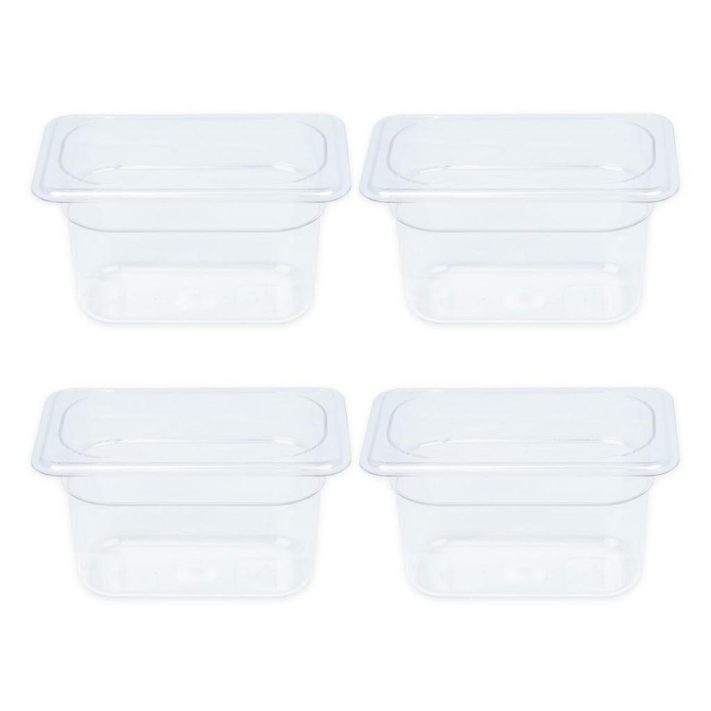 Thunder Group Food Pans 100mm Set of Dishwasher Made from Durable Commercial 1/9, Deep, 4, Safe, Polycarbonate, Use, Clear, PLPA8194-4S