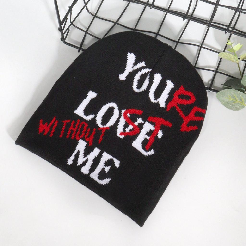 Knit Hat With Alphabet Pattern For Fall Winter Warmth Unisex Street Style