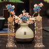 Combs Butterfly Zinc Zinc Alloy Flower Hair Stick Chinese Style Crown Earrings Bridal Wedding Jewelry Set