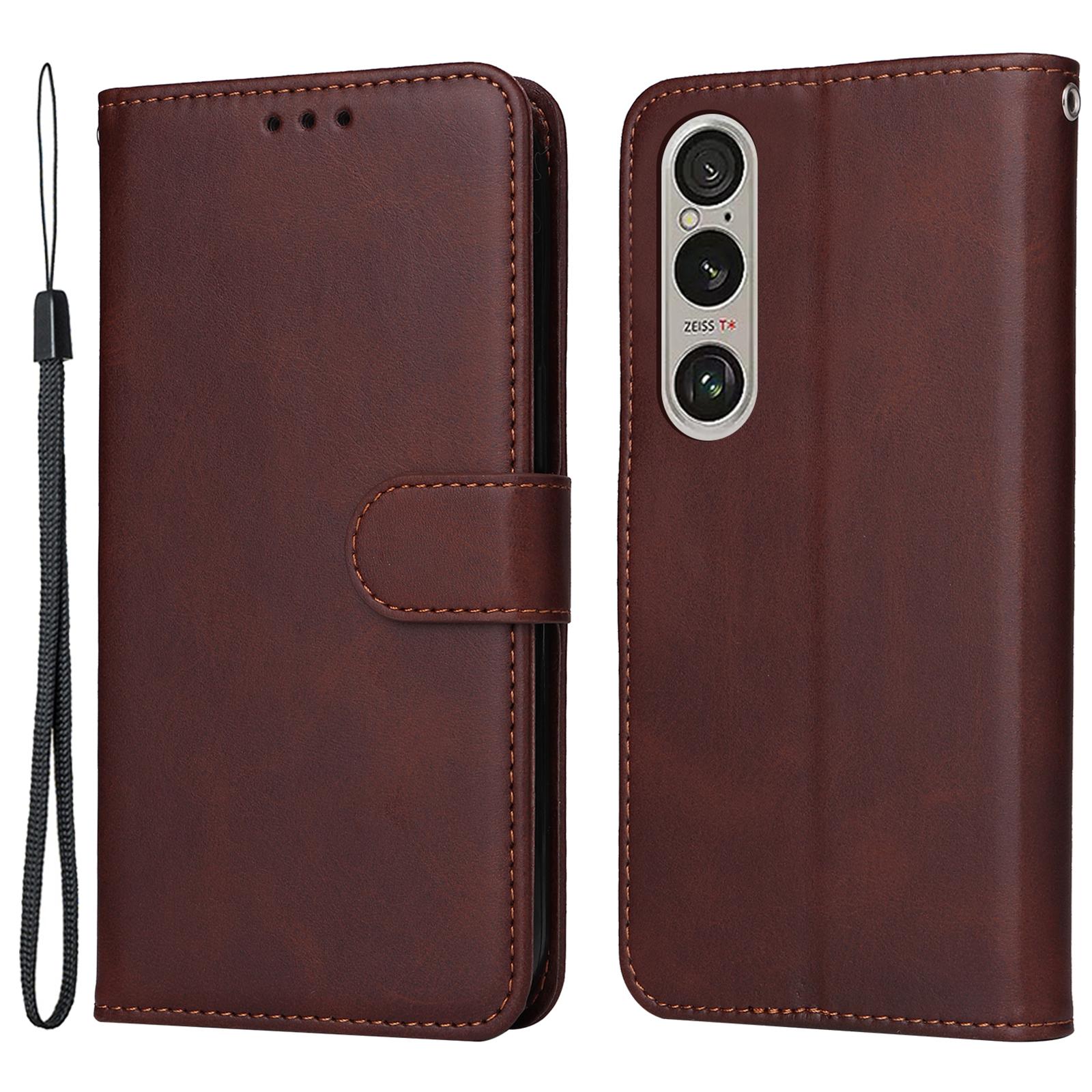 

Для Sony Xperia 1 VI чехол для телефона магнитная застежка кожаный откидной чехол-кошелек с подставкой для телефона Brown