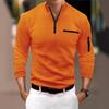 Men Waffle Quarter Zip Long Sleeve Shirt Stand Collar Casual Top With Contrast Pocket Details
