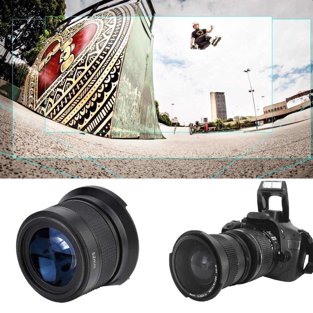 52mm 0.35X Universal Waterproof Wide-Angle Fisheye Lens with Lens Cap and Storage Pouch for SLR Digital Cameras