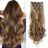 Clip In Hair Extensions 7 PCS Full Head 22 Inch Long Curly Wavy Synthetic Hair Pieces Natural Wavy For Women Girls Hair\;\][