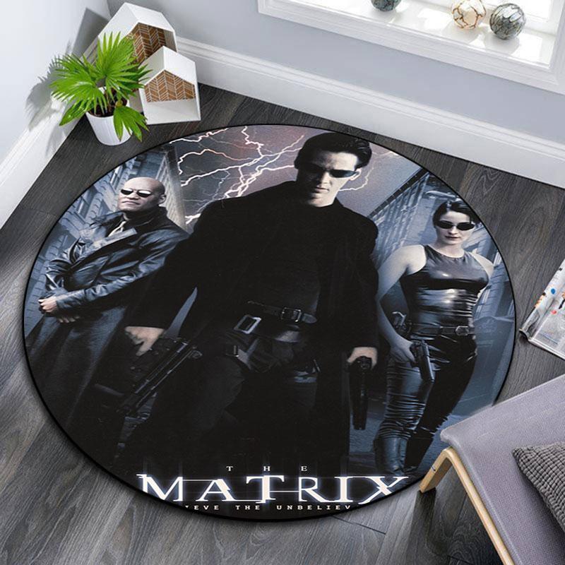 Matrix Poster pattern round rug,Carpet Rug for Living Room Bedroom Playroom ,Non-slip Floor Mat,Holiday Gifts and Birthday Gifts.