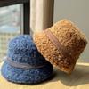 New Hat Women's Winter Warm Lamb Wool Fisherman Hat Showing Face Small Retro Japanese Style Niche Plush Velvet Basin Hat Trend