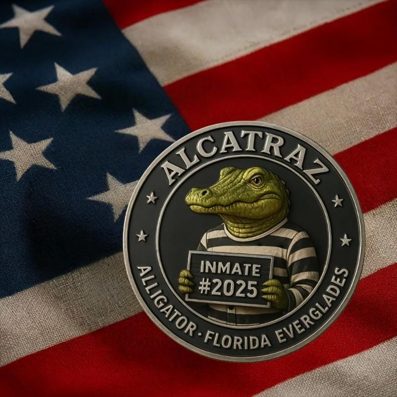 Alligator Alcatraz Inmate Mugshot Novelty Coin,Alcatraz Prison Memorabilia, Unique Collectible Challenge Coin, Unusual History Gift