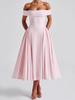 2025 Spring Fashion Solid Color Off-the-Shoulder Backless Bandeau Dress for Women