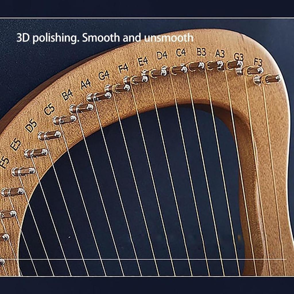 Diggly Lyre Harp 19 21 24 27 32 Strings Portable Instrument with Tuning Wrench Manual Spare Strings and Picks Brown