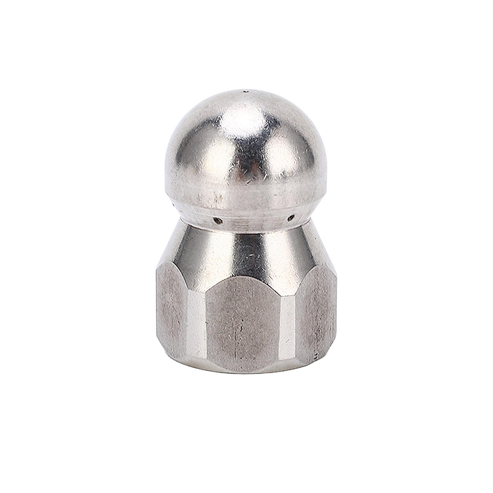 5000PSI High Pressure Washer Nozzle Pipe Dredging Cleaning Nozzle Stainless Steel Jetter Nozzle Ball Head Front 1 Rear 6 Holes G3/8in Stainless steel