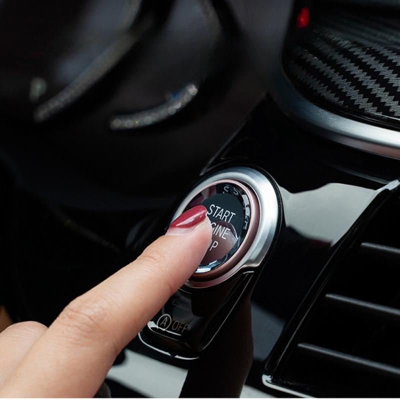 Bil Motor Start Stopp Knapp Klistermärke Interiör Trim För BMW X1 E84 E81 E87 X5 E70 X6 E71 E90 E60 E91 E92 E93 Z4 E89 E