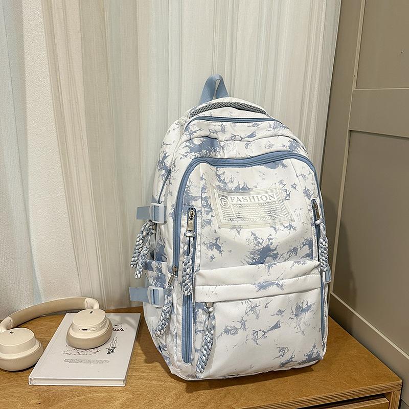 New national style versatile tie-dye backpack student large-capacity simple schoolbag female niche personality casual backpack female