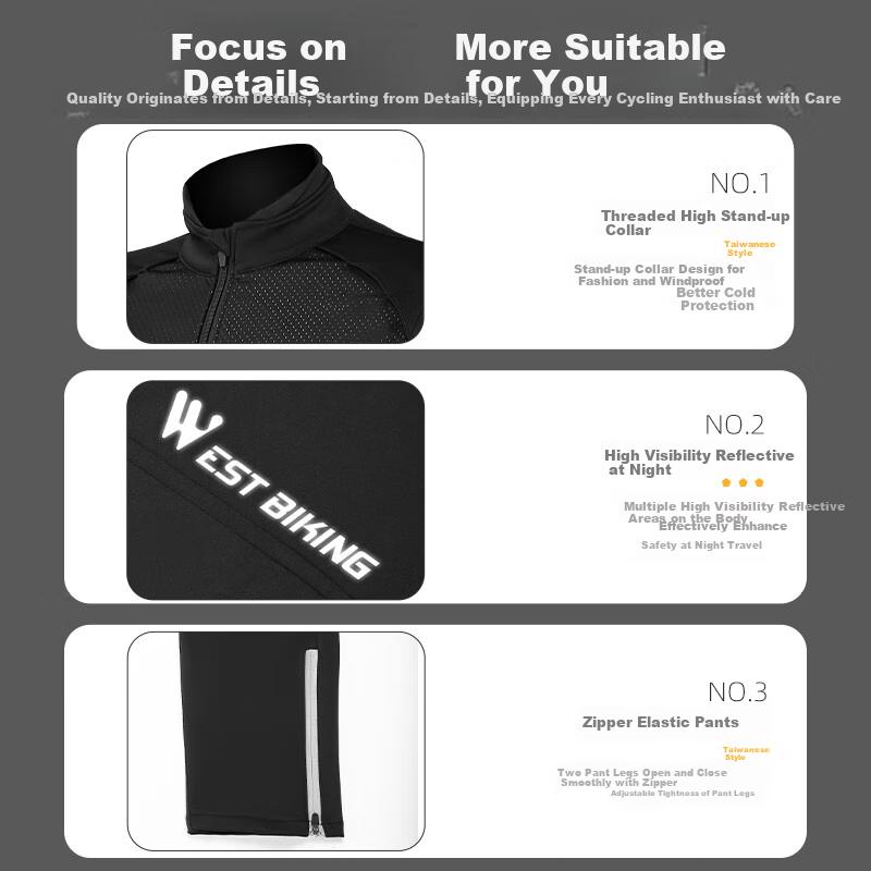 WestBiking Autumn And Winter Bicycle Riding Jacket, Long-Sleeve Set, Warm Fleece-Lined Cycling Sportswear