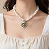 Zierliche Anhängerkette Herz Halskette für Damen, Bayerische Strass Sexy Brust Extra Lange Halskette, Vintage Oktoberfest Korsett Schmuck Zubehör