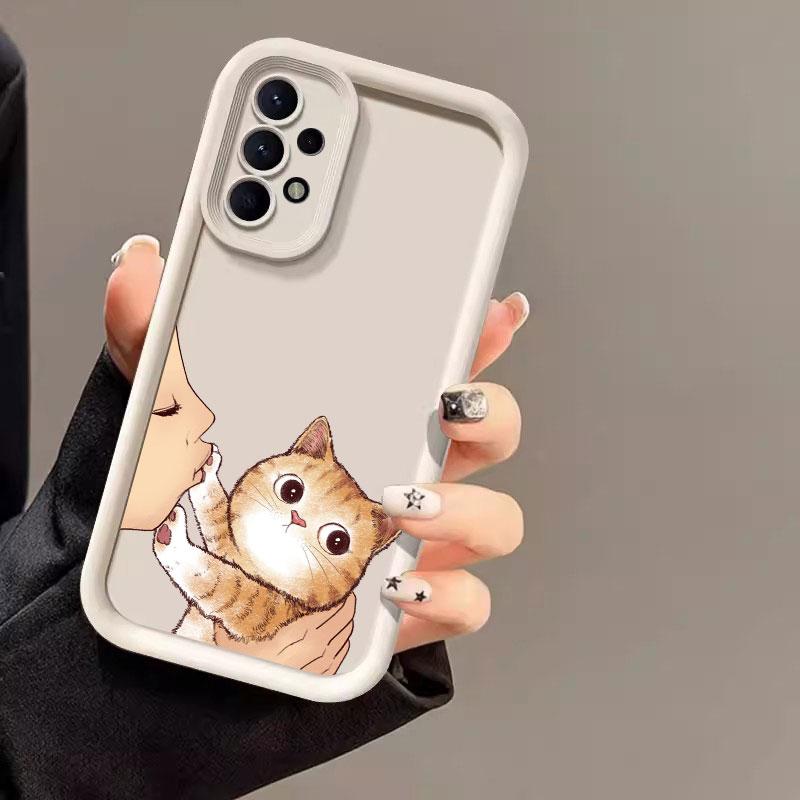Funda Linda Gato Americano de Pelo Corto Para Samsung A55 A35 A13 A54 A53 A52 A34 A33 A32 A21S A14 A23 A24 A12 A51 A71 Funda de Teléfono