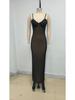 European and American Rhinestone Spaghetti Strap Mesh Evening Gown - Sexy Slim Fit Hip Hugger Skirt for Nightclub and Banquet Parties