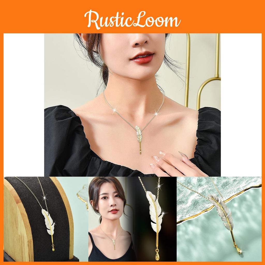 And Sweet Fresh Titanium Steel Side Chain Necklace With Beautiful Leaf And Water Design Drop