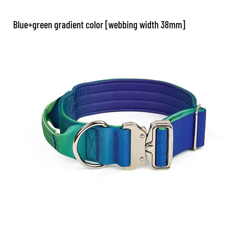 Gradient Color Explosion-Proof Tactical Dog Collar and Leash for Large Dogs